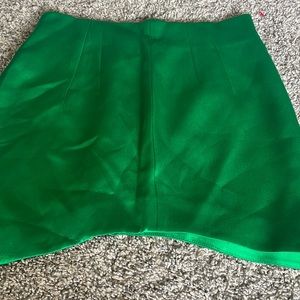 Green satin Zara skirt
